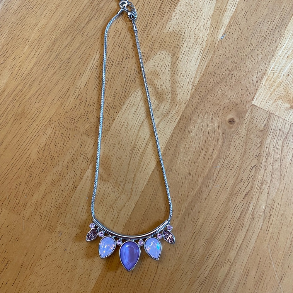 NIB! Touchstone Crystal Necklace pink and purple stones - Picture 2 of 4